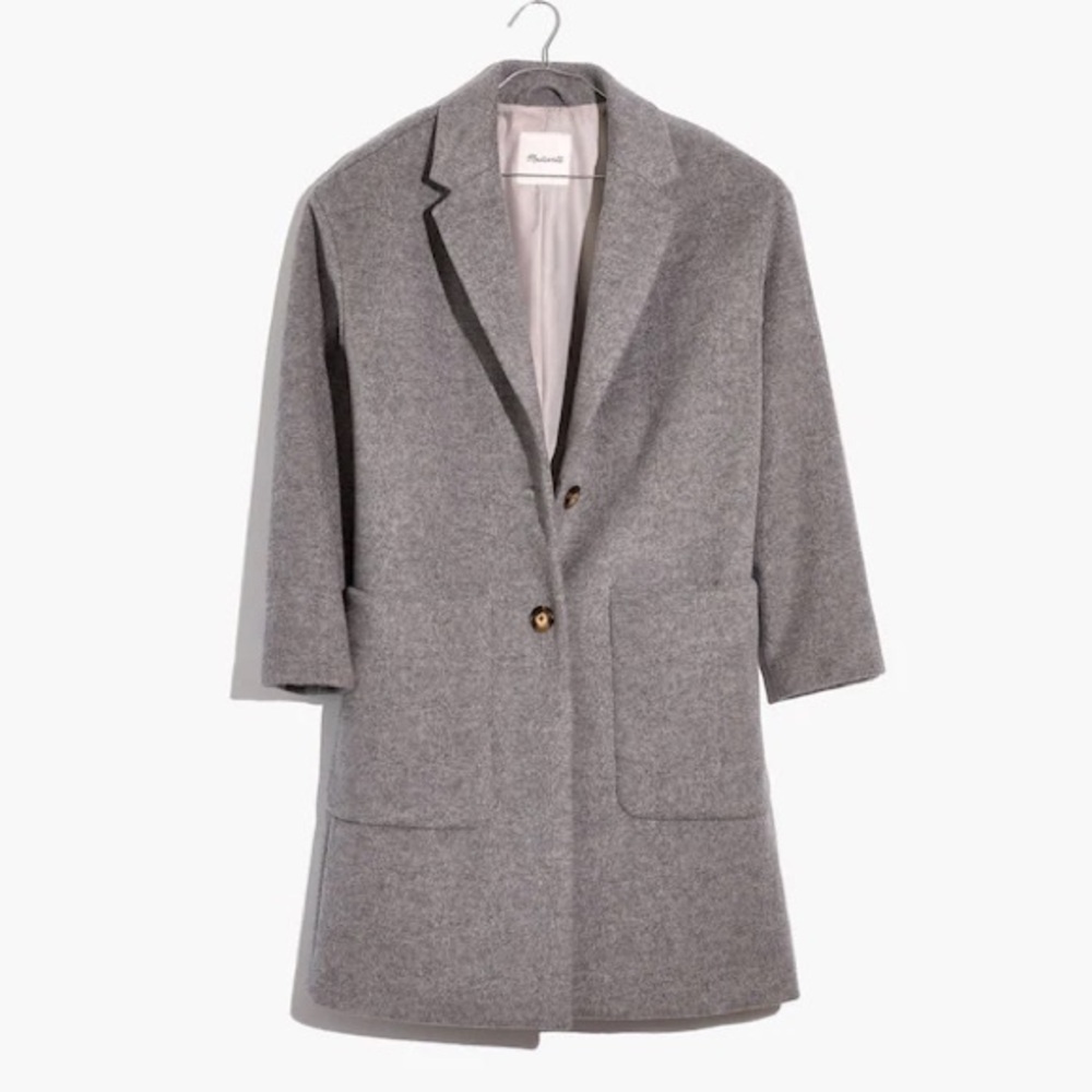 Madewell Elmcourt Coat Overcoat Wool Blend Heather Charcoal Womens Small